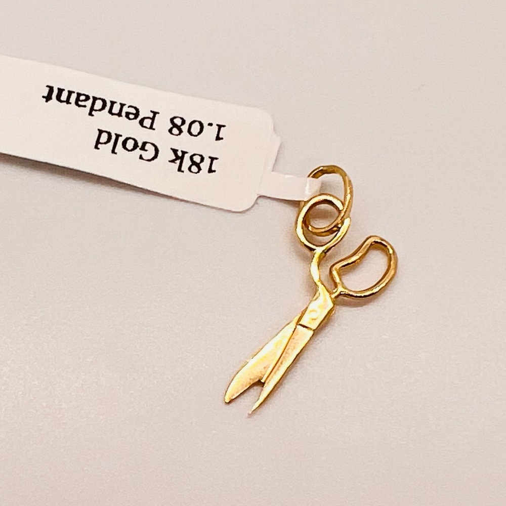 18k Solid Gold Scissor Pendant